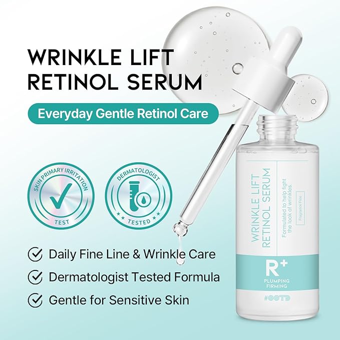Korean Retinol Serum for Anti-Aging and Wrinkles, Firming Vitamin A Night Serum for Face, 1.69 Fl Oz