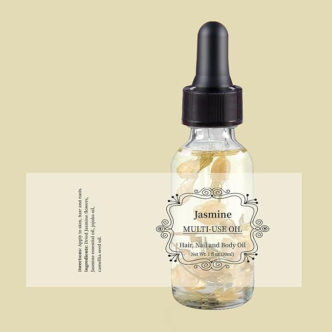 Jasmine Multi-Use Oil for Face, Body and Hair - Organic Plant Fragrant Essential Oil for Dry Skin, Scalp and Nails - 1 Fl Oz
