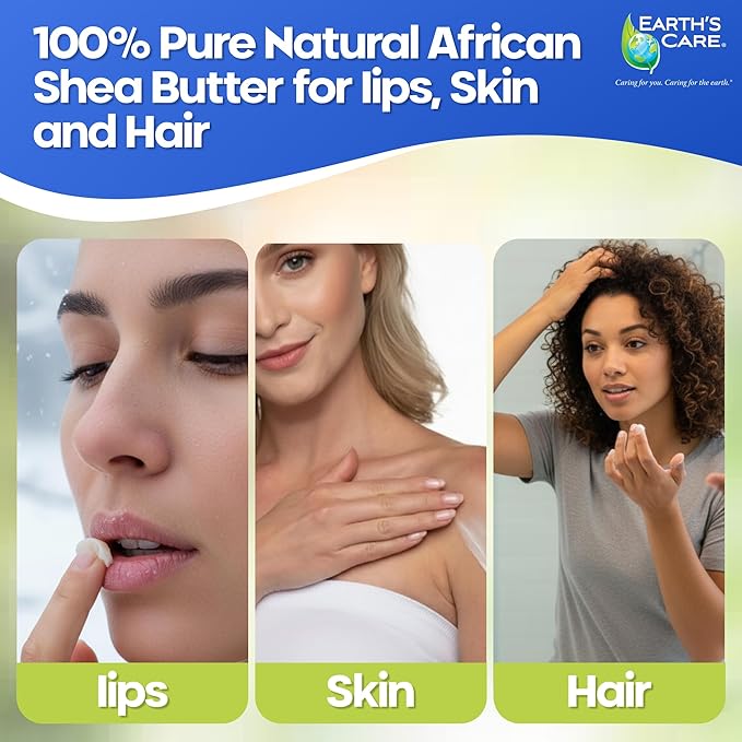 Earth's Care Shea Butter - 100% Pure Natural African Shea Butter for Body, Hair and DIY Projects 6 OZ