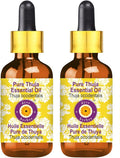 Deve Herbes Pure Thuja Essential Oil (Thuja occidentalis) with Glass Dropper Steam Distilled (Pack of Two) 100ml X 2 (6.76 oz)