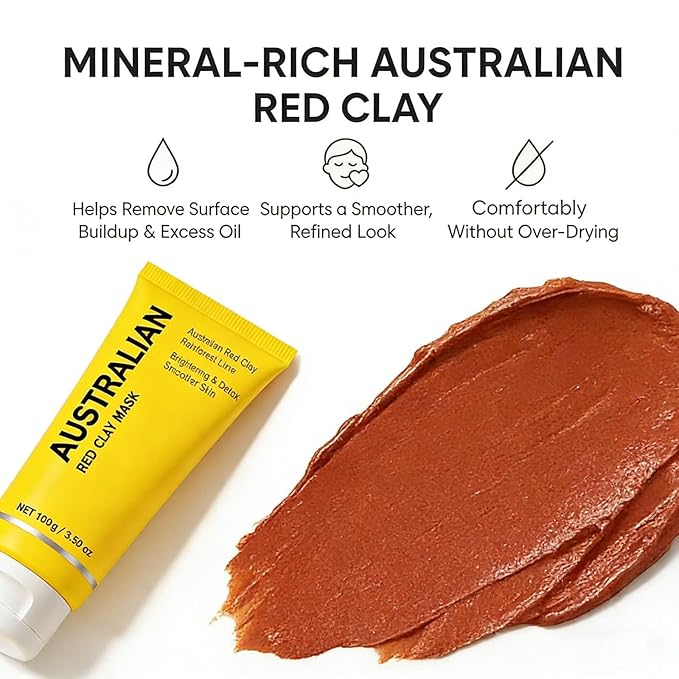Australian Red Clay Mask – Mineral-Rich Detox Mud Mask with Kakadu Plum, Desert & Rainforest Lime Extracts (1)