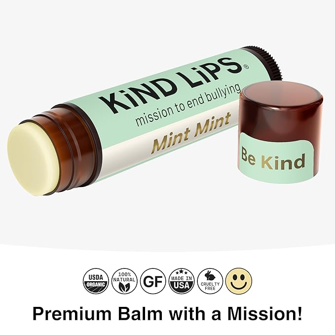 Kind Lips Extra Mint Organic Lip Balm (5 Pack) – Cooling Mint Lip Balm – Natural Beeswax Lip Care for Dry, Cracked Lips – Moisturizing, Non-Toxic, USDA Organic