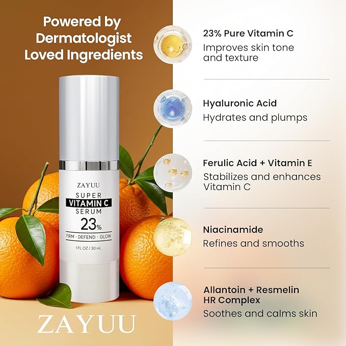 Super Korean Vitamin C Face Serum: Brightening & Hydrating Facial Serum with Hyaluronic Acid, Vitamin E & Ferulic Acid — Korean Skincare, Made in Korea (1 Fl Oz (Pack of 1))