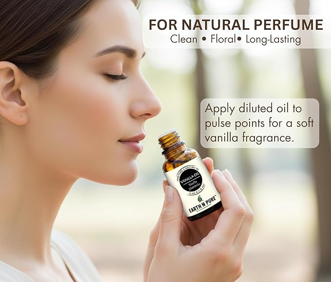 Earth N Pure Vanilla Essential Oil Natural & Therapeutic Grade | for Skin, Face, Hair, Candle, Diffuser and Home Fragrance 15 ML