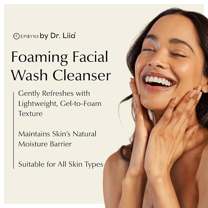 Epilynx Vegan Foaming Facial Cleanser - Makeup Remover Face Wash for Acne Prone, Dry, and Sensitive Skin - Oil-Free, Clean, and Soft Face Cleanser for Women and Men - 50ML 1.7 Fluid Ounce, Travel Size