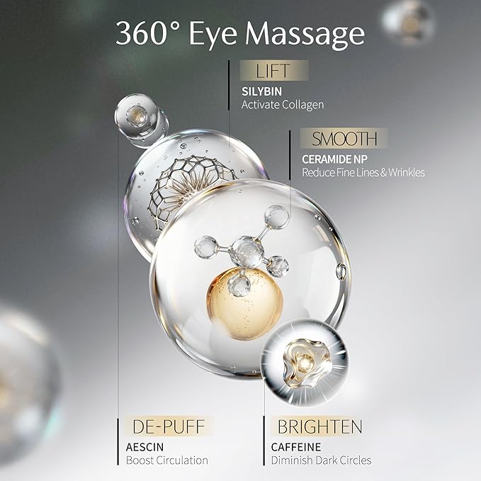 Exo Wand | Anti-Aging Electric Massage Eye Cream for Puffiness Bag Under Eye HME Exosome & PDRN Eye Tightener Cream | Caffeine, Peptide, NAD+ | for Firming, Reducing Wrinkle(0.88 oz/25g)