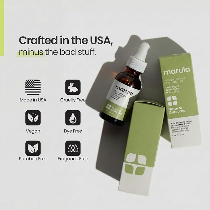 natural outcome Marula Oil 100% Pure Cold-Pressed Moisturizer for Face, Hair & Body - Lightweight Anti-Aging & Hydrating Facial Oil, 1 oz
