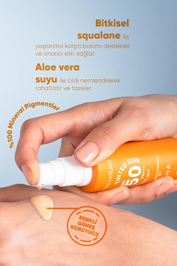 Bade Natural Tinted Mineral Sunscreen SPF 50 – Lightweight Facial Sunscreen Milk with Zinc Oxide, Aloe – Broad Spectrum UVA/UVB Protection – 1 fl oz