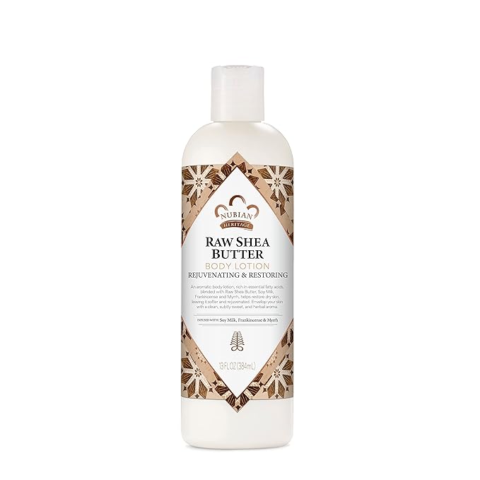 Nubian Heritage Body Lotion Raw Shea Butter for Dry Skin Paraben Free Body Lotion, 13 oz