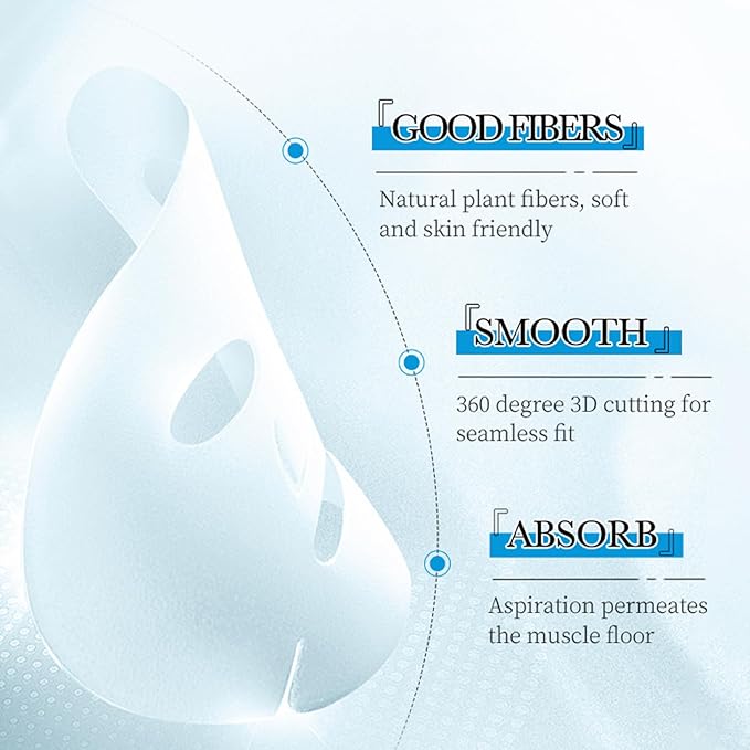 Hydrating Facial Mask Sheet Set of 5, Moisturizing Face Mask for Smooth and Supple Skin, Refreshing Self Care Beauty Probiotics One Size
