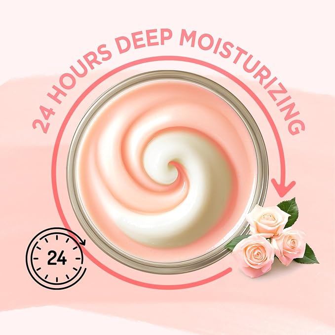 Rose Whipped Shea Body Butter, Natural Whipped Shea Butter for Women Dry Skin, Gentle Hydration with Long Lasting Moisture 6.8 floz
