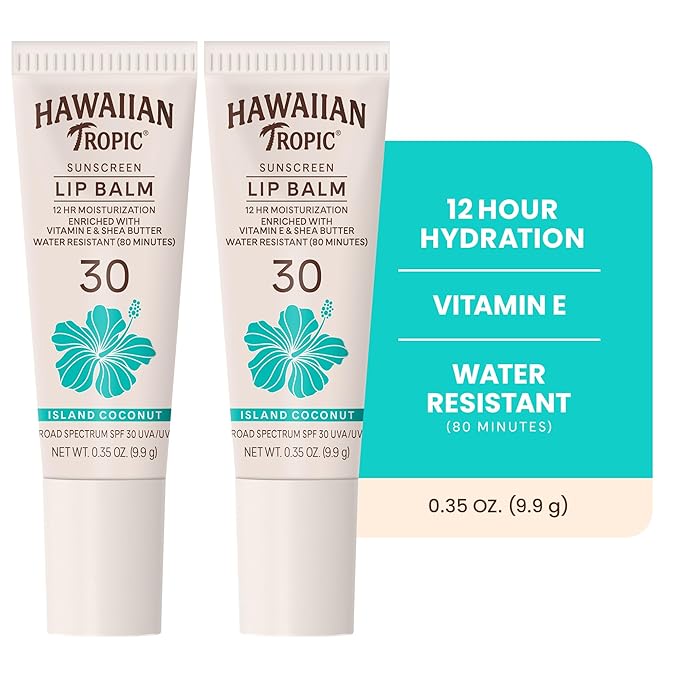 Hawaiian Tropic Lip Balm, Island Coconut, SPF 30, 0.35oz each, Twin Pack