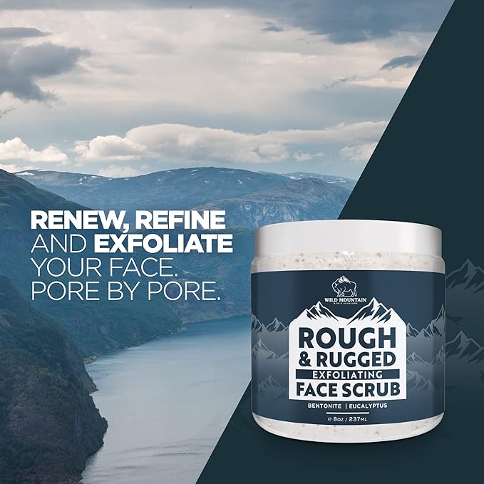 Wild Mountain Rough & Rugged Face Scrub - Micodermabrasion Mens Facial Exfoliator, Face Wash