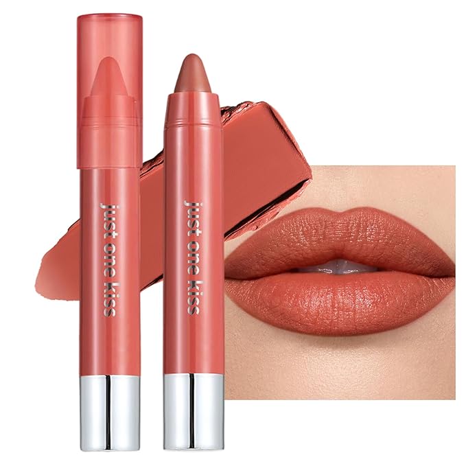 Warm Terracotta Cream Lipstick Lip Crayon, Hydrating Lipstick for Women, Smooth Natural Color Tinted Lip Balm & Lip Crayon Liner in One, Buildable Color with Soft Finish, 05