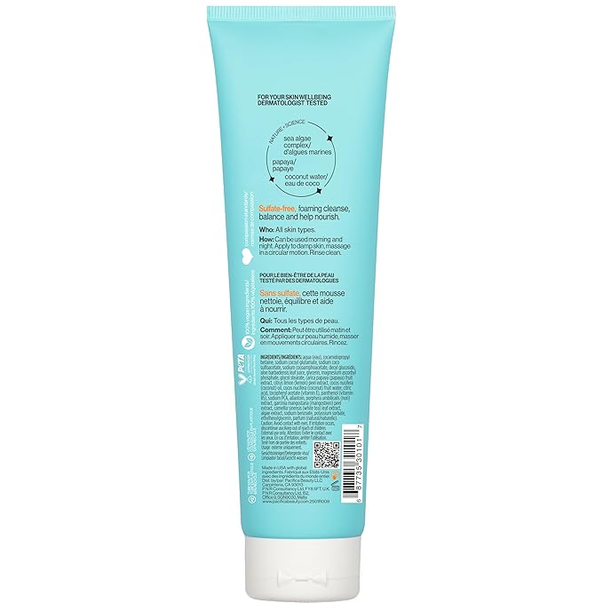 Pacifica Beauty Sea Foam Face Wash, Daily Gentle Foaming Cleanser, With Coconut Water + Sea Algae, Removes Makeup, For Combination and Oily Skin, Vegan & Cruelty Free
