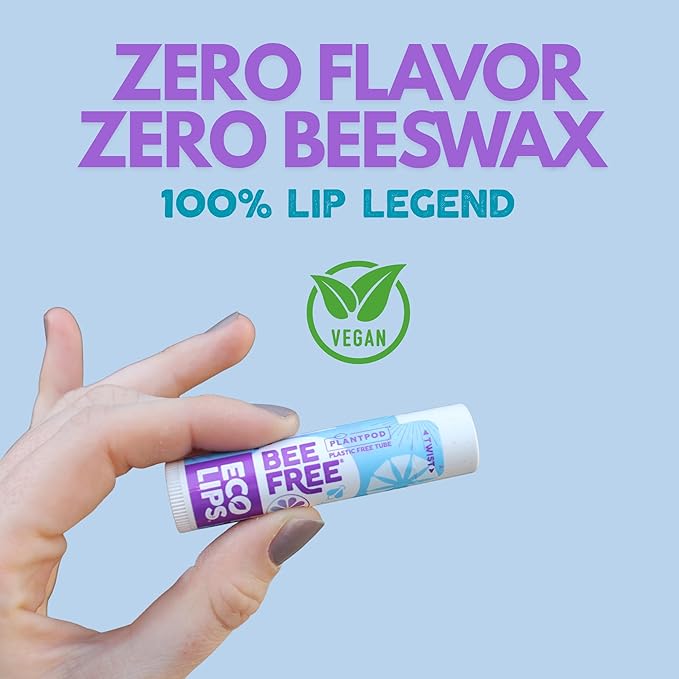 Eco Lips Bee Free Vegan Lip Balm 6-Pack – Unscented, 100% Natural & Plastic-Free Packaging | Moisturizes Dry, Chapped Lips | Cruelty-Free, Made in USA