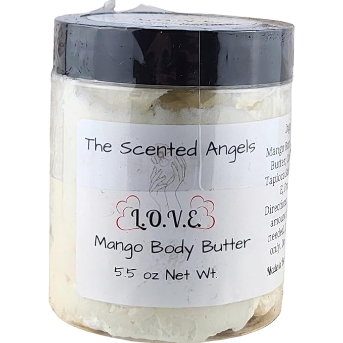 TSA Handmade Whipped Mango Love Body Butter Cream, Luxury Body Lotion for Dry Skin, Daily Moisturizing Shea Butter, Sunflower Oil, Mothers, Fathers, Women, Men, Teens, 5.5 oz Jar