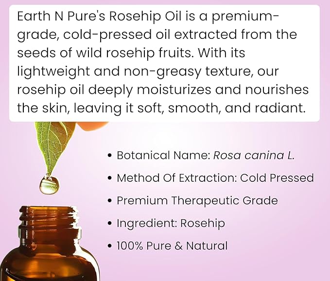 Roseh_ip Oil Cold Pressed, Natural and Therapeutic Grade for Face 50 ml