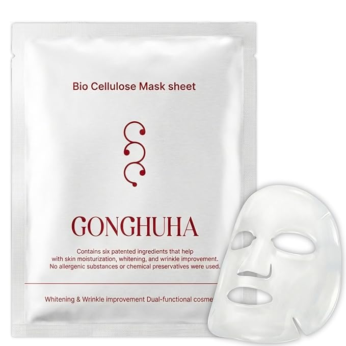 Red Ginseng Bio Cellulose Face Mask - Deep Hydrating Sheet Mask with Honeysuckle & Cica - Soothing Korean Skincare for Glowing Skin - 1 Sheet