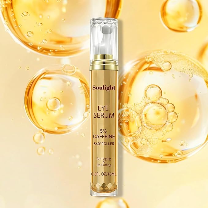 Eye Serum with 5% Caffeine, Retinol, Niacinamide & Hyaluronic Acid - Anti-Aging Treatment Eye Balms for Dark Circles, Puffiness, Wrinkles & Bags - Under Eye Brightening & Firming Cream