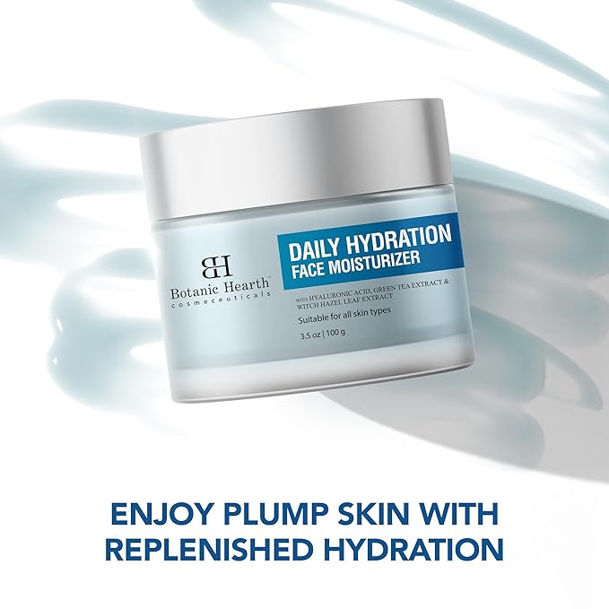 Botanic Hearth Daily Hydration Moisturizer With Hyaluronic Acid, Green Tea Extract | All Skin Type | 3.5 Fl Oz | 100 G