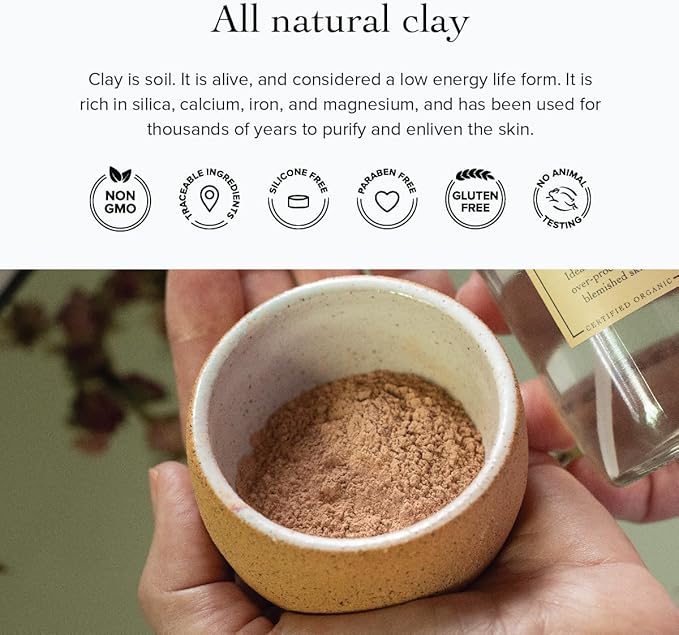 evanhealy French Rose Clay Face Mask | Exfoliating for Sensitive Skin Face Mask | Pore Minimizer Pink Clay Mask | Cleansing Rhassoul