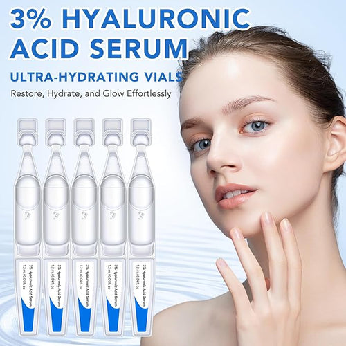60PCS Ultra Hydrating Hyaluronic Acid Serum Tubes,3% Percent Hyaluronic Acid Moisturizer for Face & acne & scars,Single Use,Intensive Moisturizing, Skin Tightening, Emergency Repair, Anti-Aging