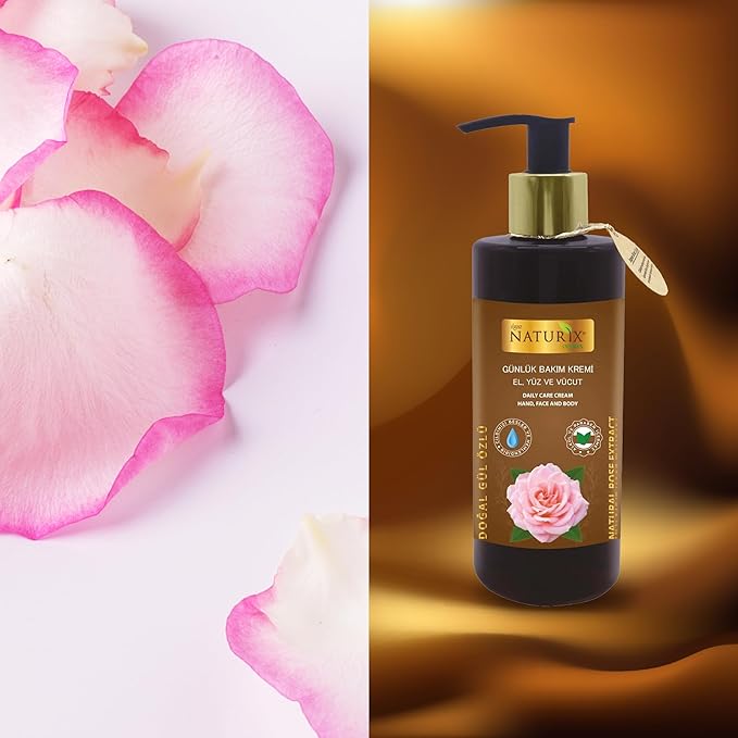 Hand Face and Body Vitamin Cream 8.45 Oz | Nourishing Care Normal to Dry Skin Lotion | Intensive Moisturizer Cream (Rose)