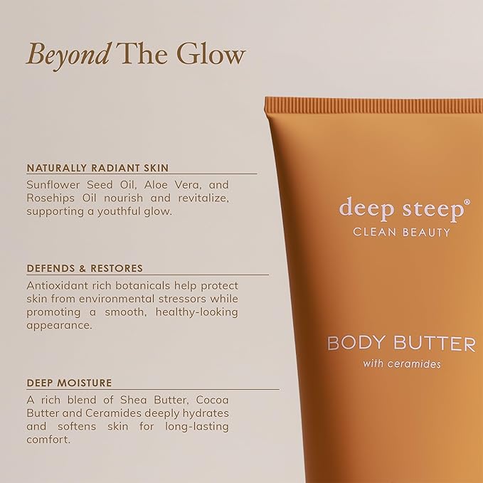 Deep Steep Body Butter, 6 oz – Rich Moisturizer with Ceramides, Coconut Oil, Argan Oil & Aloe Vera – Vegan, Clean Beauty, Smooth & Hydrated Skin (6 Ounces, Lilac Blossom)