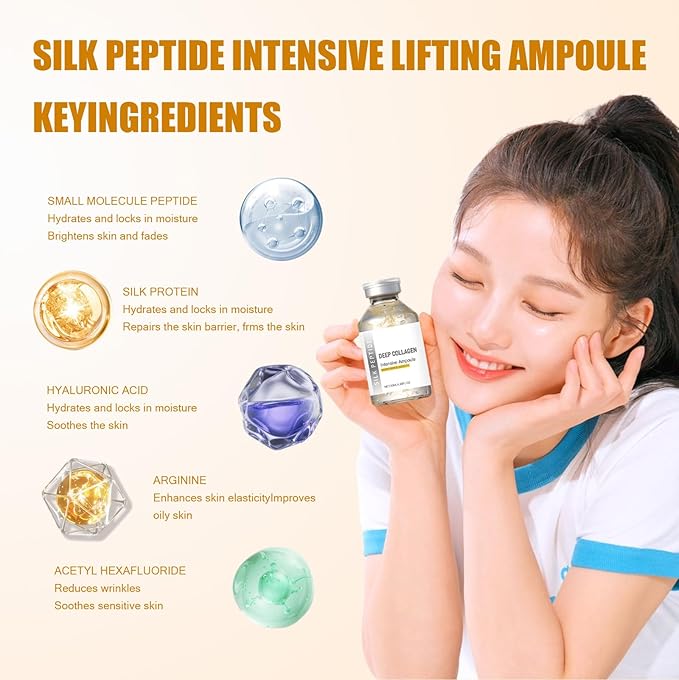 Silk Peptide Intensive Lifting Ampoule | Moisturizes, firms and lifts, Korean anti-aging facial essence, smooths wrinkles, improves elasticity | Christmas gift for women, 50ml/1 ampoule (1pcs, 1)