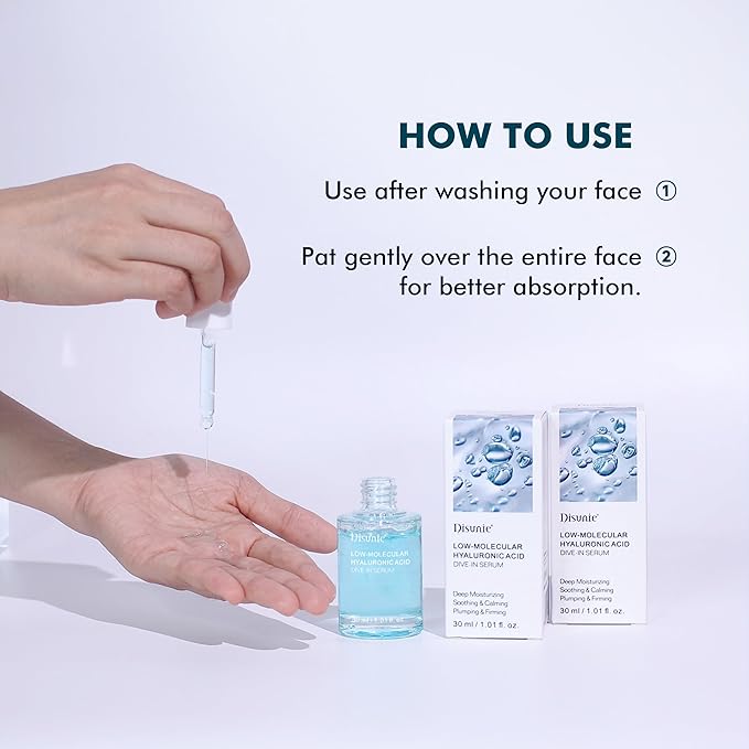 Low-Molecular Hyaluronic Acid Serum For Face, 1.01 FL.OZ / 30 ML Dive-In Serum, B5 + Glycerin + Saccharide Isomerate Deep Moisturizing & Multiple Water Locking, Suitable For Dry And Sensitive Skin