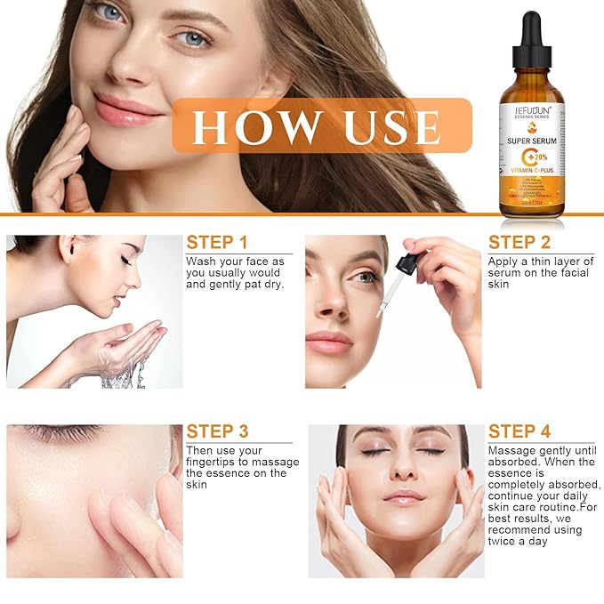 Vitamin C Serum, 20%, Retinol, Anti-Aging, For dark spots, Face Serum with Hyaluronic Acid, 1oz
