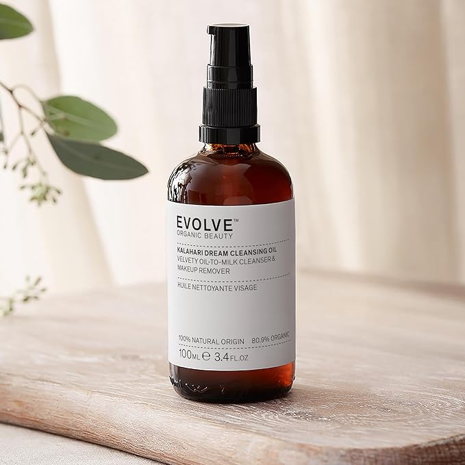 Evolve Organic Beauty - Kalahari Dream Cleansing Oil | Lightweight, Nourishing, Make Up Removal | Squalane, Pink Indigo | Small-Batch, Vegan Clean Beauty (3.4 fl oz | 100 mL) Package May Vary