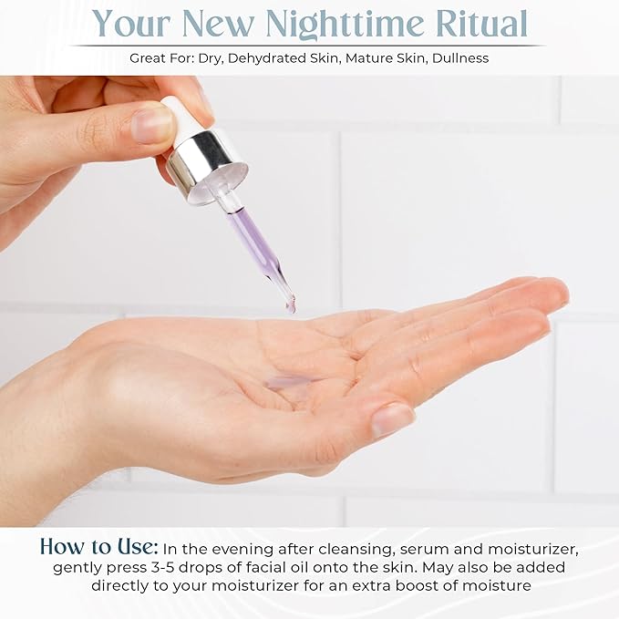 Luxe Drops Nighttime Facial Oil Moisturizer, Anti Aging Skin Care for Mature Skin with Bakuchiol Retinol Alternative, Lightweight, Silky Face Oil for Women Anti Aging