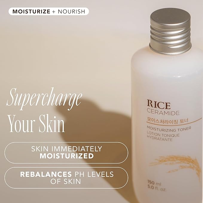THE FACE SHOP Rice Ceramide Moisturizing Toner, Hydrating with Rice Water, Targets Dryness, Strengthens Skin Barrier, Lightweight, Korean Skin Care, 5.0 fl. oz.