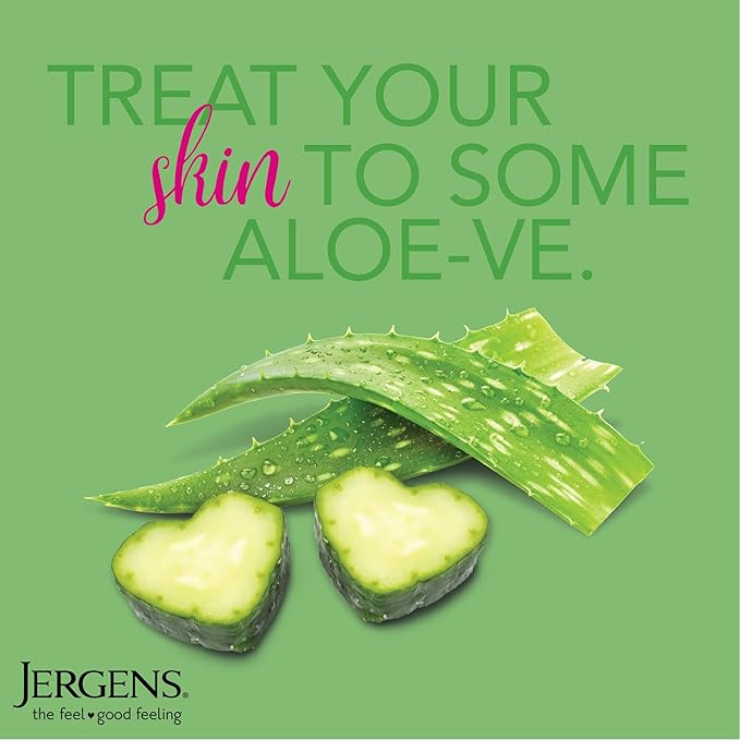 Jergens Soothing Aloe Body Lotion, Aloe Vera Body and Hand Moisturizer, Illuminating Hydralucence Blend, with Cucumber Extract, Dermatologist Tested, 21 Oz (Pack of 2)