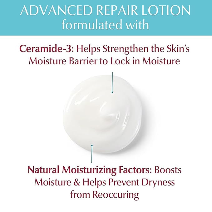 Eucerin Skin Care Set, Advanced Repair Lotion, Unscented Body Lotion for Dry Skin, 16.9 Fl Oz Eczema Relief Body Cream, Eczema Cream with Colloidal Oatmeal (Skin Protectant), 8 Oz
