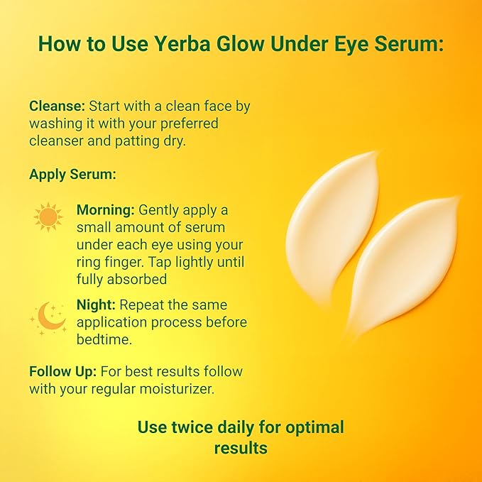 Dark Circle Eye Treatment - Yerba Glow Caffeine Eye Cream for Puffiness & Bags - Under Eye Serum with Hyaluronic Acid, Peptides & Vitamin C - 0.5 oz Natural
