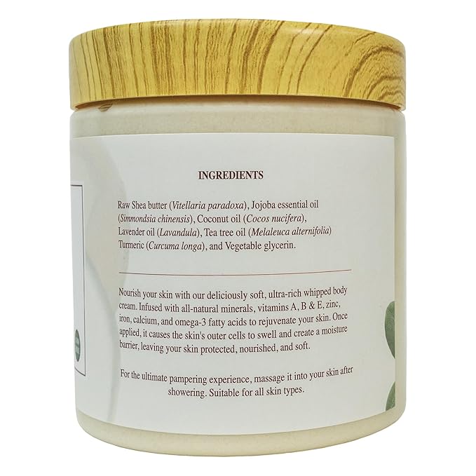 Natural Body Butter Shea Body Moisturizer with Natural Essential Oils to Deeply Nourish, Protect, and Rejuvenate dry Skin - Tea Tree and Lavender 14 oz