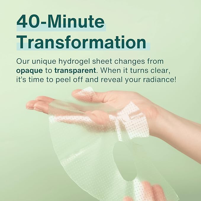 Green Dew Hydrogel Mask | Vegan Face Mask with Neem Leaf and CICA for All Skin Types, Improves Elasticity, Radiance, Hydrating, Korean Skincare, (1 sheet, 1.06 oz)