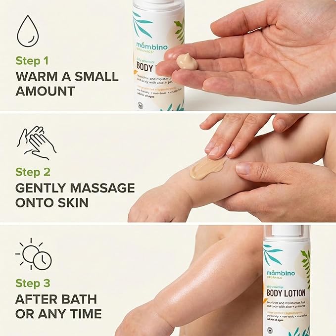 Mambino Organics Daily Essential Face & Body Lotion, Hydrating Body Lotion with Coconut, Aloe & Tamanu Oil, Lightweight Moisturizer for Dry Skin, Vegan, Cruelty-Free Skin Care, 5 fl oz