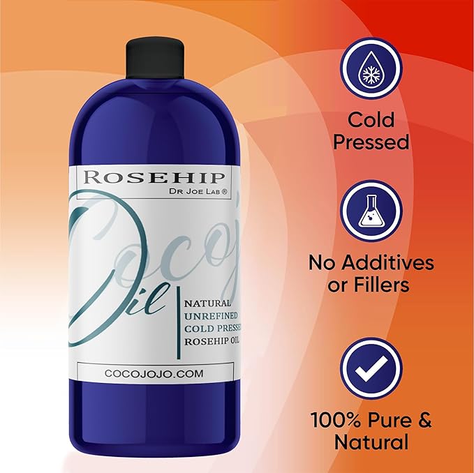 Rosehip Oil for Face Cold Pressed Unrefined cocojojo - 100% Pure Rose Hip Seed Oil 32 oz for Skin, Hair, Massage, Facial - Therapeutic Grade