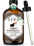 SIVA Black Seed Oil Organic - 4 Fl Oz – 100% Natural Cold Pressed Black Seed Oil - for Face, Skin Care, Hair Care, Scalp Massage & Body Massage – Carrier Oil with Dropper