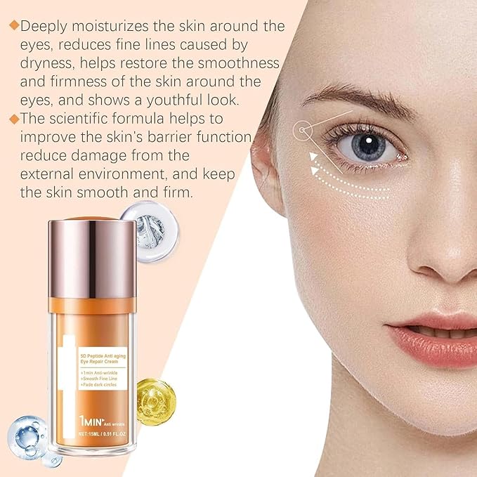 5d Peptides Anti-Aging Eye Repair Cream, 5d Peptide Anti-Wrinkle 𝐄ye 𝐂ream for Dark Circle & Puffiness (1pcs)
