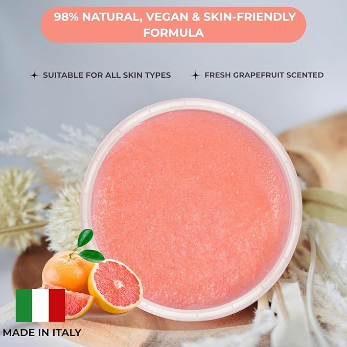 NaturaverdePro Fresh Grapefruit Ingrown Hair & Bumps Exfoliating Body Scrub, Sugar Scrub for Body and Post-Wax Care, Infused with Glycerin & Fruit Oils, Natural Skin Care for All Skin Types - 10.58 oz