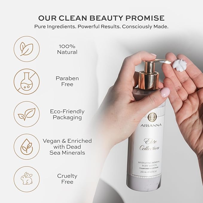Hydrating Mineral Body Lotion Natual Water-Based not greasy Lotion Nurturing and Soothing Daily Lotion (Chamomile & Lavender)