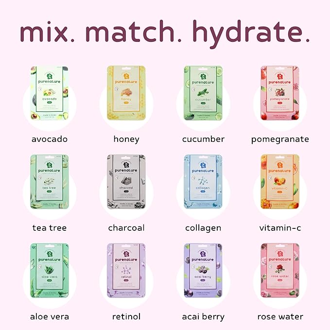 PB & JAY Purenature Facial Mask – Premium Quality Korean Sheet Mask for Smoother-Looking Skin – Korean Collagen Essence Renewal Facemask Sheet (Retinol)