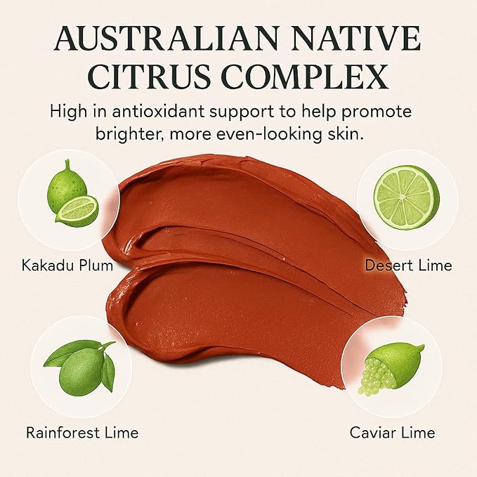 Australian Red Clay Face Mask, Mineral-Rich Detox Mud Mask with Kakadu Plum, Rainforest Lime, Caviar Lime ＆ Desert Lime Extracts(1)