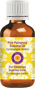 dève herbes Palmarosa Essential Oil (Cymbopogon martinii) Pure | Non-Sticky | Non-Greasy | Lightweight | Men & Women | All Skin Types | Steam Distilled 15ml (0.5 oz)