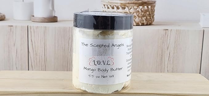TSA Handmade Whipped Mango Love Body Butter Cream, Luxury Body Lotion for Dry Skin, Daily Moisturizing Shea Butter, Sunflower Oil, Mothers, Fathers, Women, Men, Teens, 5.5 oz Jar